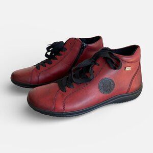 Remonte Red Leather High Top Ankle Boots Sz 8 ECU